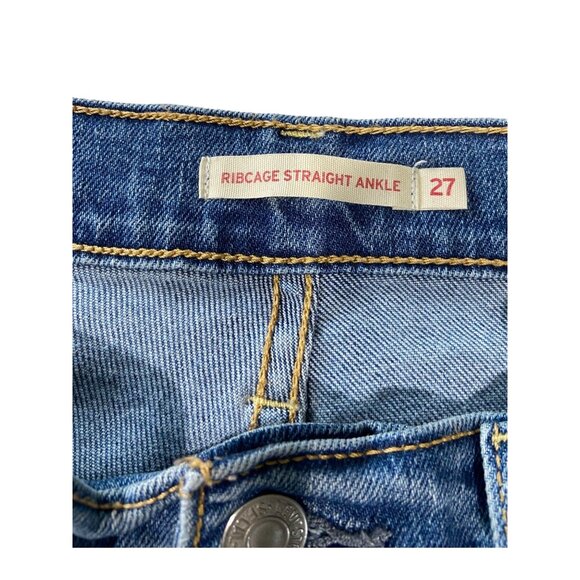 Levi’s Ribcage Straight Ankle Jeans Blue Size 27 - Picture 3 of 15